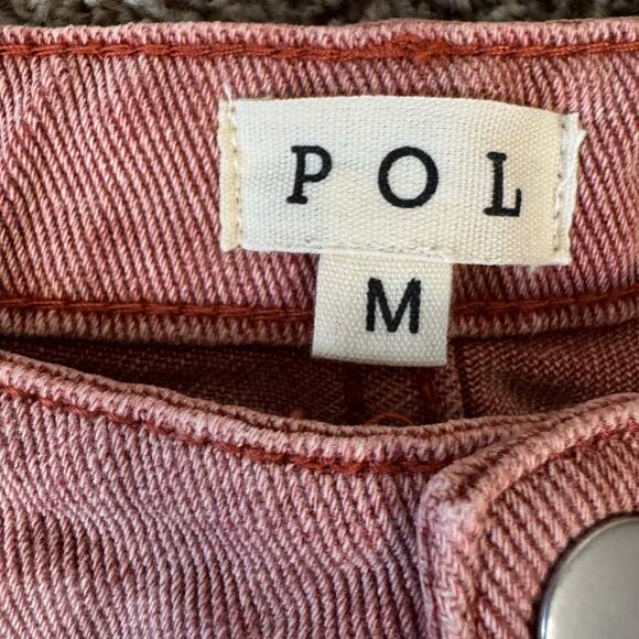 POL NWOT Women's Size Medium Thrashed Raw Hem Deep Rose High Waist Shorts Anthro - Picture 3 of 10